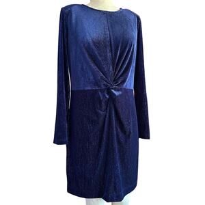 Womens Dress Size Medium Blue Velour Retro Vibes Party Work Office
